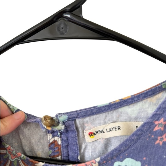 Marine Layer Laney Dress Ruffle Sleeve Tiered Mini Marlin Hibiscus Floral - Picture 8 of 8